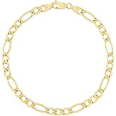 Nuragold 14k Real Yellow Gold Figaro Link 4.5mm Chain Bracelet (7"-9") Italian Jewelry for Men & Women