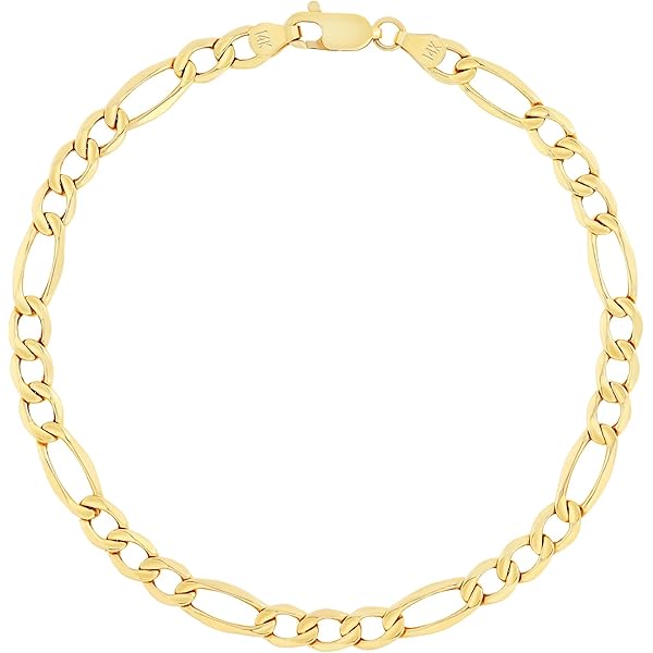 k*u様 10K Figaro Bracelet 19cm 2mm 10k Solid Gold 2mm Figaro Link Bracelet 7