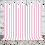HUAYI 8x8ft Pink White Stripe Background Baby