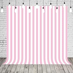 HUAYI 8x8ft Pink White Stripe Background Baby