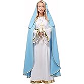 UniqKaliber Women Halo Virgin Mary Costume,Blue Biblical Costume Adults Nativity Christmas Costumes Suit 2XL/3XL