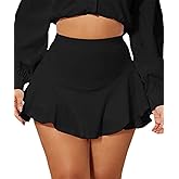 Avidlove Mini Skirt for Women Sexy Solid Ruffle Trim Lingerie Skirt Short High Waist Two Layer Hem Skirt