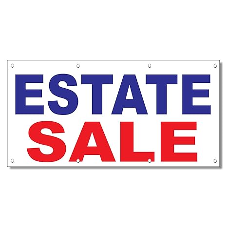 Amazon Com Estate Sale Blue Red 13 Oz Vinyl Banner Sign With