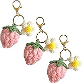 Mimalexin 3PCS Cute Flower Key Chains, Handmade Weaving Keychain for Car Keys Wallet Purse Accessories