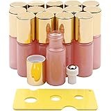 Kesell Glass Roller Bottles, 15 Pack 5ml Pearl Pink Essential Oil Roller Bottles with Stainless Steel Roller Ball and Golden 