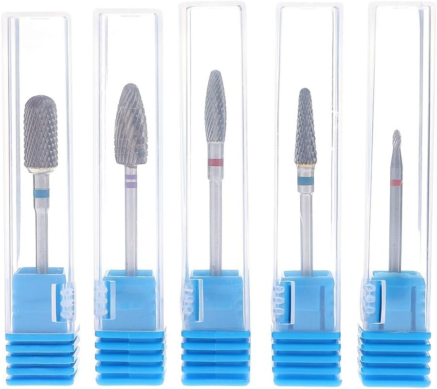 GOTH Perhk Professional Electric Nail Drill File Bits Tools 3/32'' Tungsten Steel Carbide Art Nail For Electric Nail Drill Machine Nail Tool(5PCS)