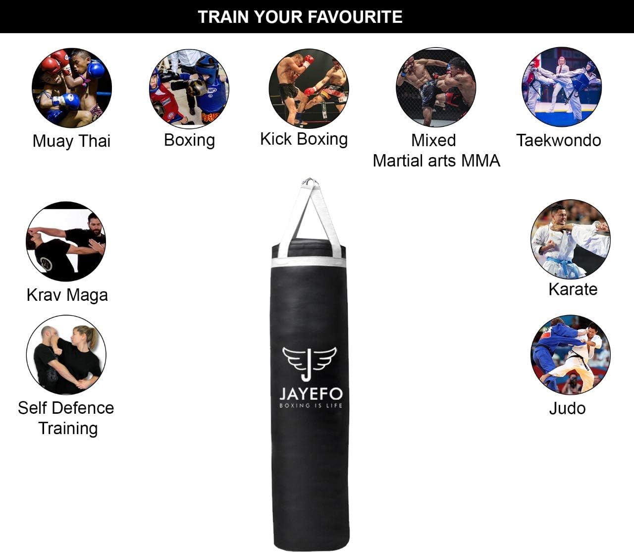 JAYEFO Punching Bag (White, 4 FT) : Sports & Outdoors