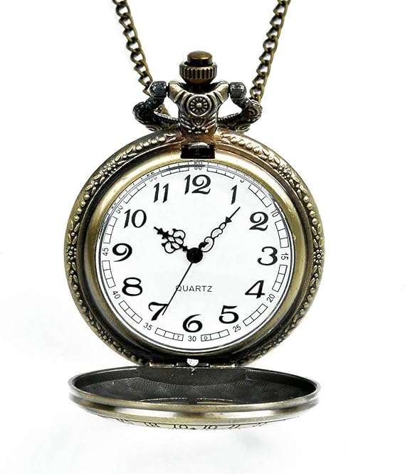 Amazon Co Jp 大型懐中時計ブロンズエレメントレトロ懐中時計クラシックデザインメンズレディースファッションクォーツ懐中時計クリエイティブギフト 服 ファッション小物