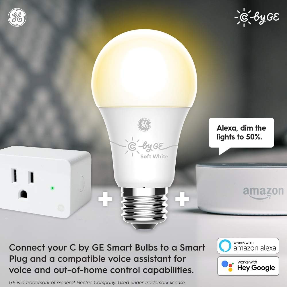 C by GE Smart Plug with Smart Bridge, White, 1-Pack, On/Off Smart Plugs that work with Alexa and Google Home, Bluetooth Smart Plug, WiFi Smart Plug, Smart Outlet for Smart Homes - - 