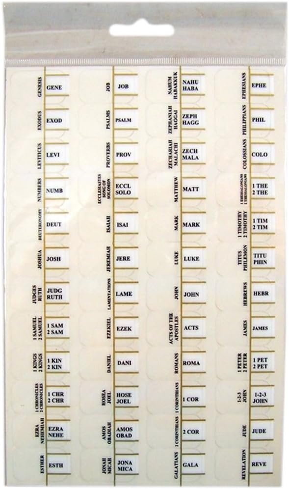 Bible Index Tabs, Clear Plastic, 1/2 Inch
