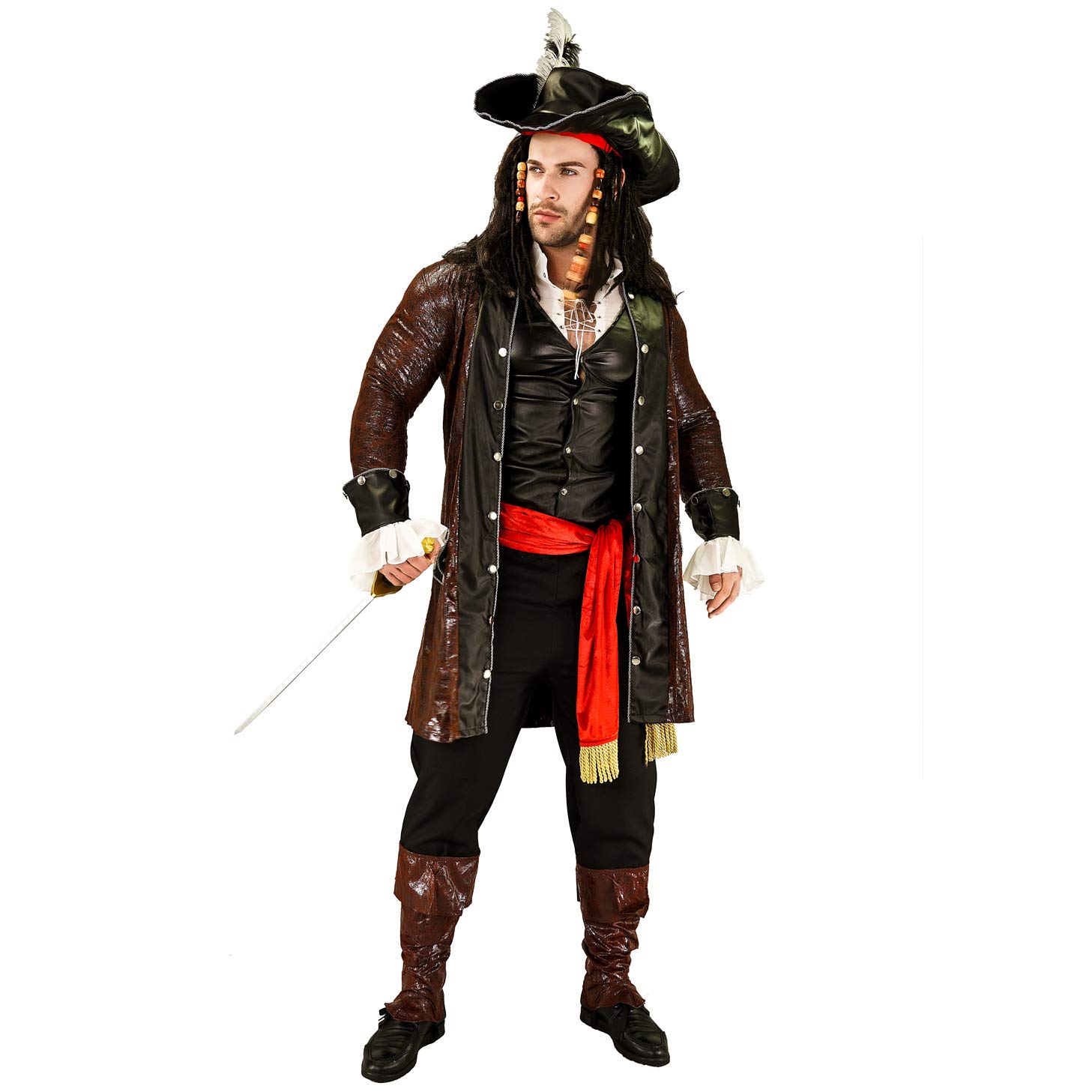 SEA HARE Men's Luxury Pirate Fancy Dress Costume Outfits (One Size)