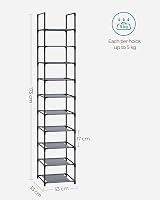 SONGMICS 10-Tier Shoe Rack 33 x 33 x 173 cm Grey LSR110G01 view 7