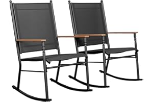 Shintenchi Outdoor Rocking Chairs Set of 2,Upgraded High Back Patio Rocking Chair Set,Breathable Textilene Fabric Outdoor Rocking Chair for Porch,Patio,Garden,Balcony,Black
