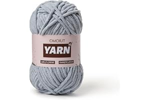 OMOIUT Plush Chenille Chunky Crochet Yarn - Baby Yarn for Crocheting Soft - Velvet Yarns Knitting for Blankets Crafts - Fluffy Amigurumi Yarns 50g / 65.6yd (Grayish)
