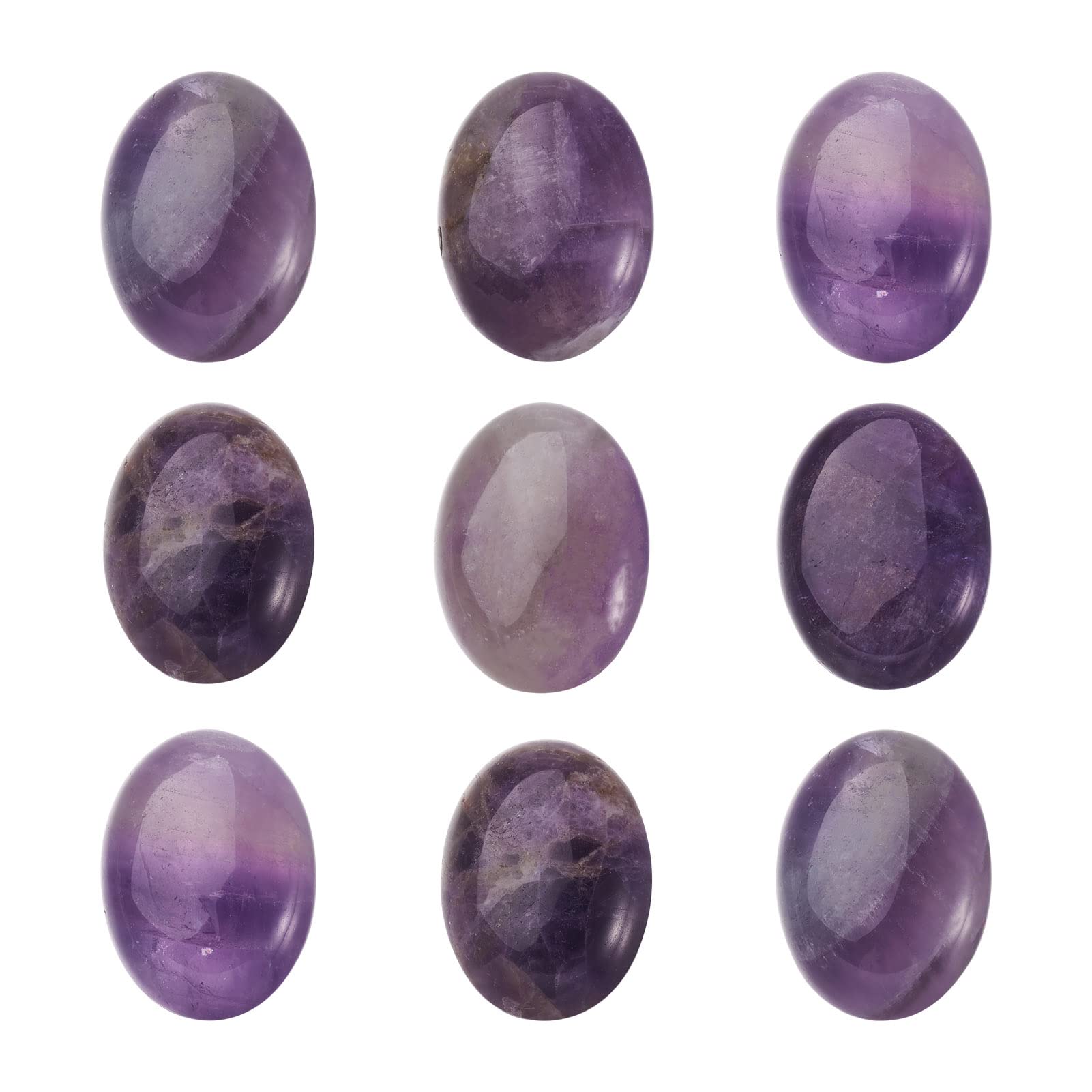 PandaHall 10pcs Natural Amethyst Oval Gemstone Cabochons 25x18x5~7mm Cabochon Gemstone Chakra Healing Crystal Beads for DIY Jewelry Making
