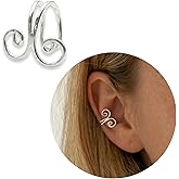MiYa Jewelry Handmade Single Band Adjustable Ear Cuff, Sterling Silver Clip On Non Piercing Huggie Earrings for Women, Modern Minimalist Dainty Fake Ear Cartilage Clips