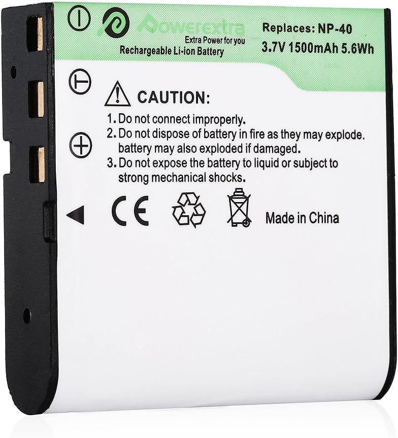 Powerextra 2 x NP-40 Battery and Charger Compatible with Casio NP-40, Casio Exilim EX-Z600, EX-Z750, EX-Z1000, EX-Z1050, EX-Z1080, EX-Z1200, Kodak AZ421(Free Car Charger Available)