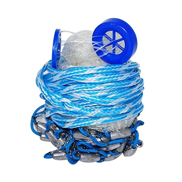 JSHANMEI-Handmade-Fishing-Bait-Cast-Net-Clear-Mono-Line-American-Saltwater-Net-for-Bait-Trap-Fish-4ft6ft7ft8ft9ft10ft12ft-Radius-38inch-Mesh-Size