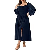 SHESTARR Women's Plus Size Dress Chiffon Long Sleeve Cowl Neck Wedding Guest Cocktail Party Maxi Dress