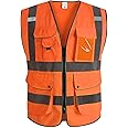 XIAKE 9 Pockets Class 2 High Visibility Reflective Safety Vest for Men Women Work Construction Vest