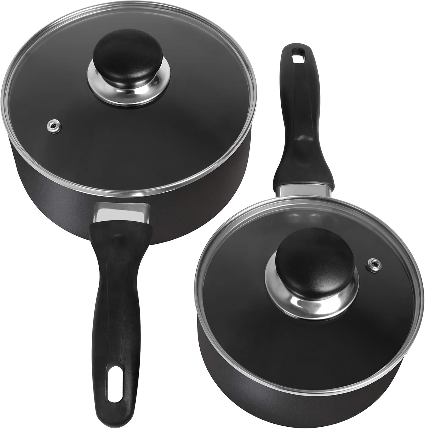 Nonstick Saucepan Set 1 Quart and 2 Quart Glass Lid Utopia Kitchen  eBay