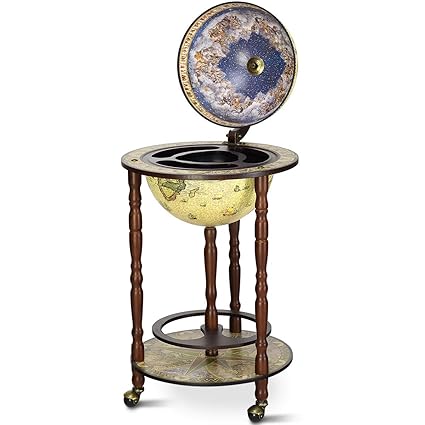 Casart Wood Globe Wine Bar Storage Stand Drink Cabinet 16th