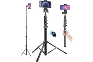 NINEIGH Phone Tripod, 70" Selfie Stick Tripod Stand Cell Phone Tripods with Remote Phone Holder Carry Bag, Aluminum Alloy Selfie Stick Tripod, Compatible with iPhone Samsung GoPro Smartphone