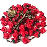 Our Lady of Guadalupe Red Rose Garden Rosary - Rosary Beads Catholic for Women - Catholic Gift - Antique Bronze Crucifix