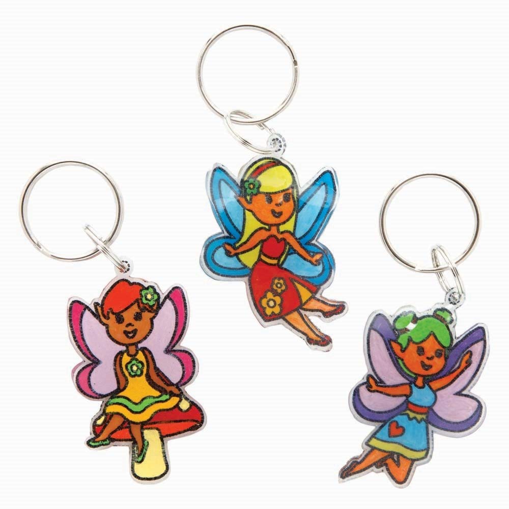 Baker Ross AX925 Fairy Super Shrink Keyrings, Pack of 8, Make Your Own Key Rings for Kids to Colour in Make and Display - Image 4