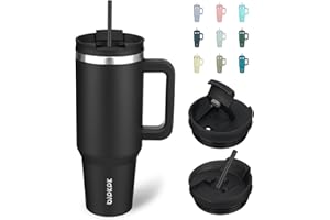 BJPKPK 40 oz Tumbler with Handle Insulated Tumblers with Lid and Straw Stainless Steel Thermal Cup,Black