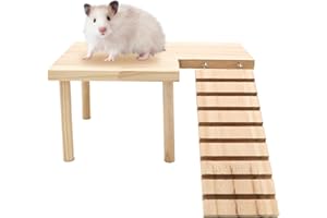 DVHEY Hamster Wooden Platform with Legs Small Animal Climbing Ladder Standing Rat Guinea Perch Chew Toy Cage Accessories (Platform-Small)