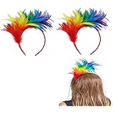 NT-ling 2pcs Rainbow Feather Headpieces, Mardi Gras Feather Headband,Cute Headbands, Party Headgear, Creative and Practical Hair Accessories, Headbands for Women