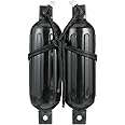 Seachoice Twin Eye Ribbed Boat Fender Kit - Includes a Pair of MFP Fender Lines, Multiple Sizes/Colors