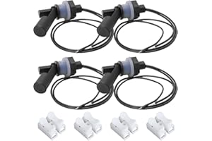 DKARDU Float Switch Side Mount, Water Level Sensor Liquid Level Sensing Float Switch with 40cm Wire Cable for Fish Aquarium Tank Pool, with Spring Wire Connectors (4 Pack, Black)