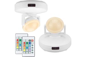 BIGMONAT Wireless Accent Light Battery Operated, Dimmable Spotlight with Remote and Timer, Color Changing Up Lighting for Wall Picture Painting, Stick on RGB Puck Light for Artwork Plant Tree