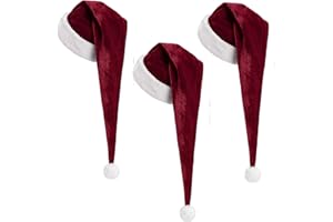 Cozypower 3 Pcs Christmas Santa Hat for Adults with Plush Brim Thicken Unisex Velvet Classic Xmas Holiday New Year Party