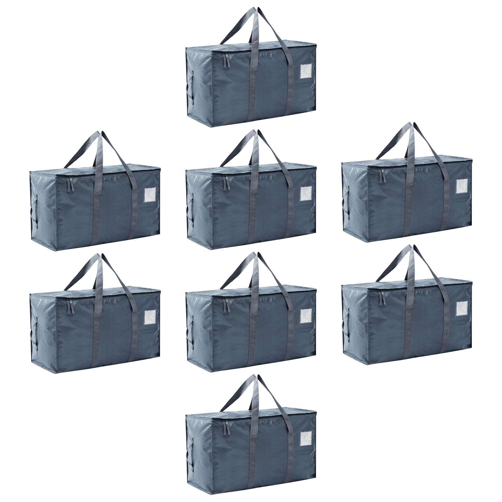 Moving Bags Heavy Duty Extra Large, Moving Boxes, Moving Supplies Essentials,Storage Bins with Lids, Plastic Packing Totes, Storage Bags for Clothes with Handles & Zippers(Grey, 8 Pack) Image