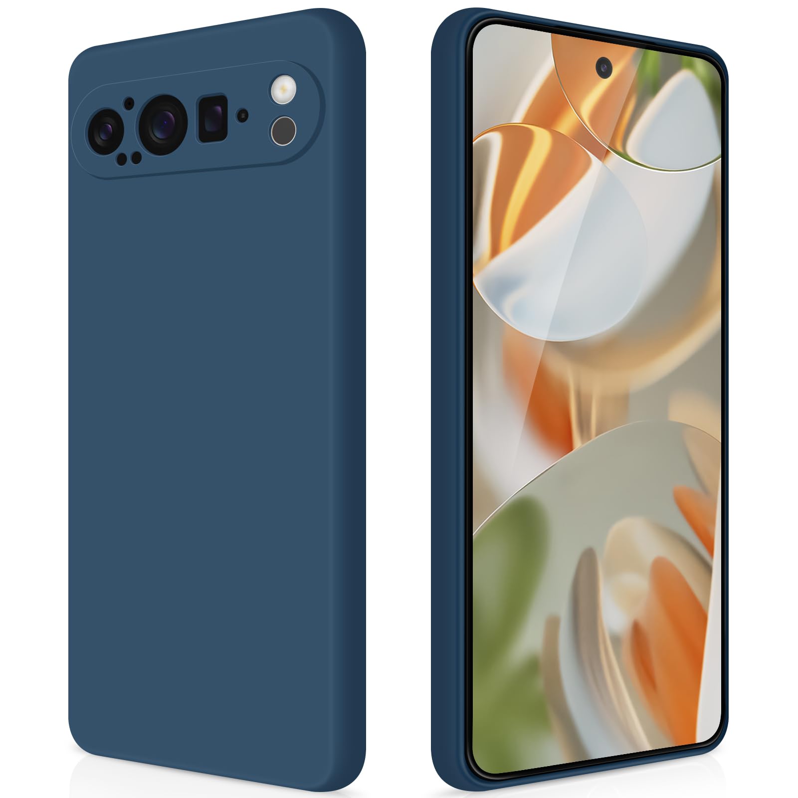 GiiYoon Case Compatible with Google Pixel 9 Pro, Silky-Soft Touch Full-Body Protective Phone Silicone Case, Shockproof Cover with Microfiber Lining, Blue — image 1