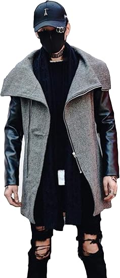 Amazon Alppv トレンチコート メンズ 韓国 Puスリーブ 厚手 秋冬 スリム ロングコート タートルネック かっこいい 個性 無地 シンプル ジップアップ チェスターコート コート ジャケット 通販