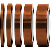 selizo High Temp Tape, 5 Pack Multi – Sized 1/8”, 15/64”, 15/64”, 15/32”, 5/64”, Heat Resistance Up to 280℃ (536℉)