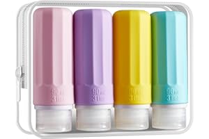 INSFIT Travel Bottles for Toiletries, TSA Approved 3oz Travel Size Containers, BPA Free Leak Proof Squeezable Silicone Tubes for Shampoo Conditioner Lotion Body Wash with Labels