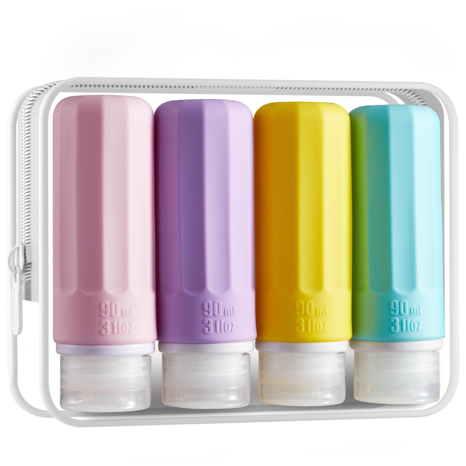 INSFIT Travel Bottles for Toiletries, CAA Approved 90ml Travel Containers for Toiletries, BPA Free Leak Proof Squeezable Travel Size Toiletries for Shampoo Conditioner Travel Essentials with Labels