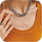NOKMIT Chunky Cuban Link Curb Chain Necklace for Women Men Dainty 18K Gold Silver Tone Choker Thick Trendy Statement Diamond Cut Punk Hip Hop Cuban Chain Jewelry Gifts Unisex Size 5mm/9mm/13mm/16mm