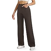 keriffe Womens Wide Leg Dress Casual Pants Pockets High Waist Button Stretchy Business Work Trousers Office Slacks