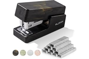 NUSIGN Mini Stapler with 830 Staples, Small Cute Desk Staplers, 25 Sheet Capacity, Fluid Black