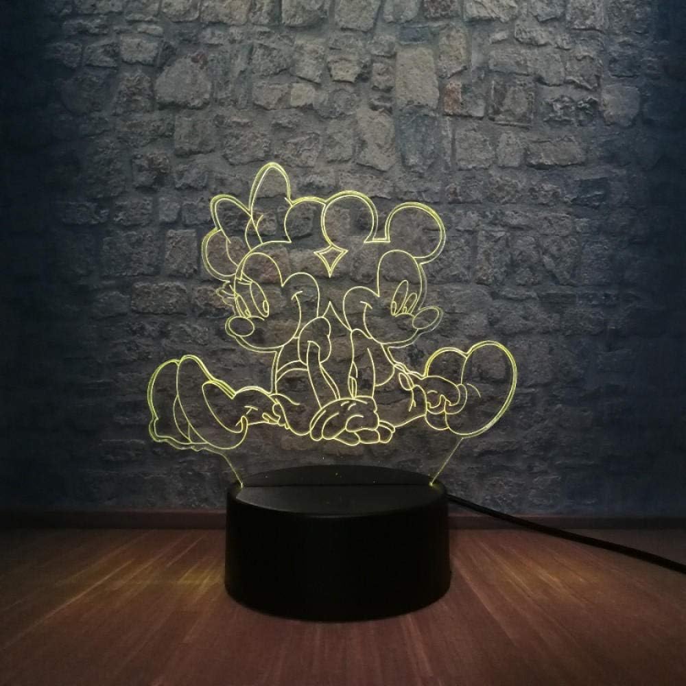 3D Lamp Cartoon Mickey Mouse Minnie Friends Led Night Light 7 Color Change USB Base Switch Christmas Decorative Kid Toys Gift