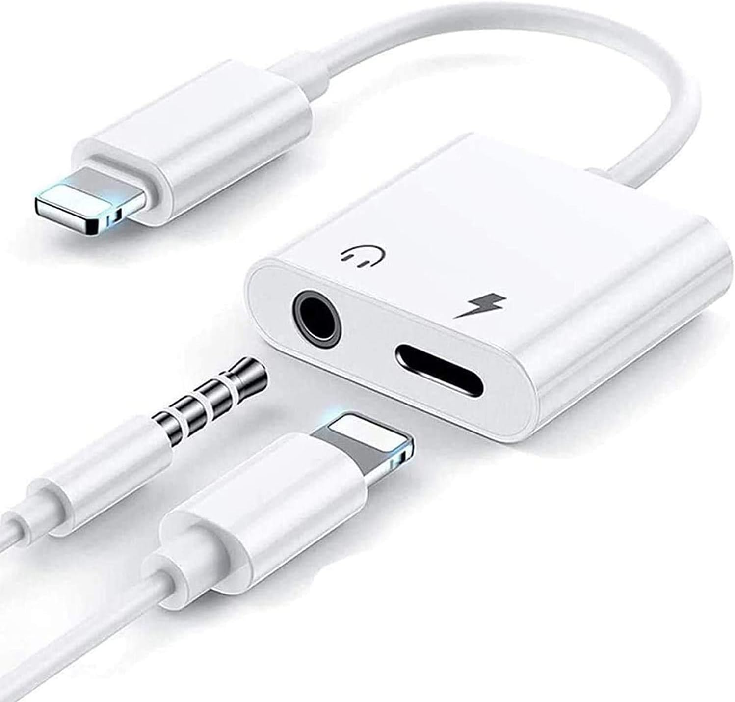 iPhone Headphone Adapter,[Apple MFi Certified] Lightning to 3.5mm Headphone Audio & Charger Cable Compatible with iPhone 12/12 Pro/11/XR/X/8 7/iPad Aux Dongle Cable Adaptor Earphone Audio Converter