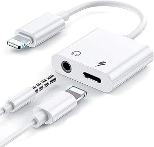 iPhone Headphone Adapter,[Apple MFi Certified] Lightning to 3.5mm Headphone Audio & Charger Cable Compatible with iPhone 12/12 Pro/11/XR/X/8 7/iPad Aux Dongle Cable Adaptor Earphone Audio Converter