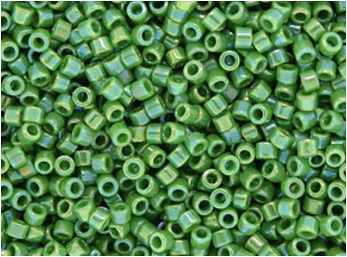 10gr 11/0 Miyuki® Delica® - Japanese Beads of 1.6 mm in Size with a Hole of 0.8 mm, Opaque Green AB