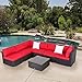 Peachtree Press Inc Kinsunny 7 Piece Outdoor Patio Furniture Set - Outdoor Sectional Conversation Furniture Chair with Coffee Table, Patio Sectional for Garden,Backyard（Burgundy）
